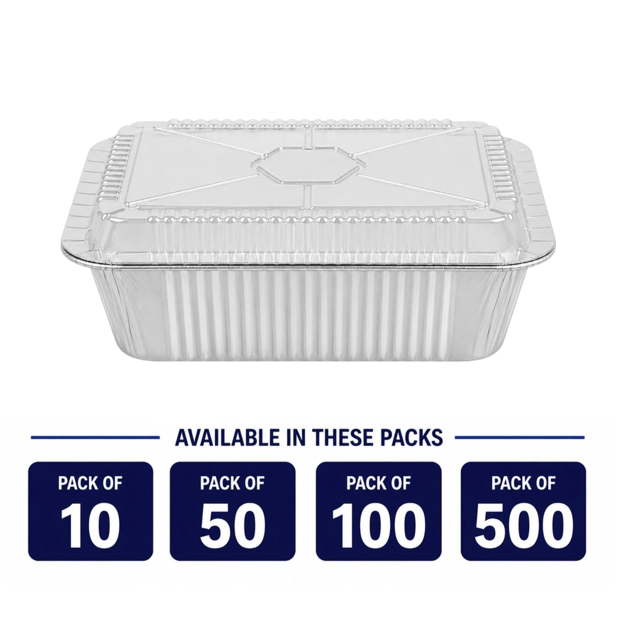 5Lb Oblong Aluminum Pan 9.5” x 7” Disposable with Dome Lid Heavy Duty