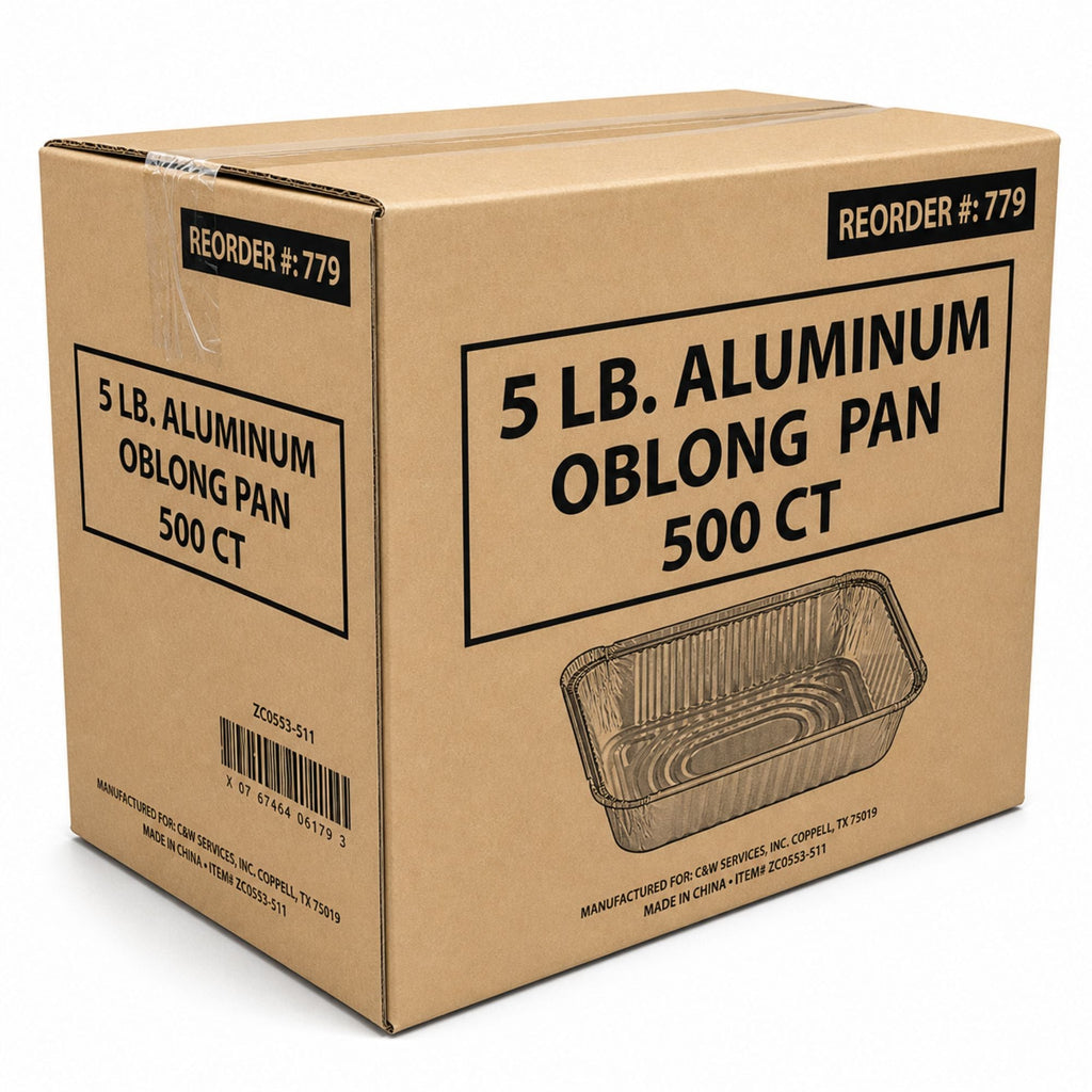 *WHOLESALE* 5Lb Oblong Pan 9.5” x 7” Disposable Aluminum  500 ct/case