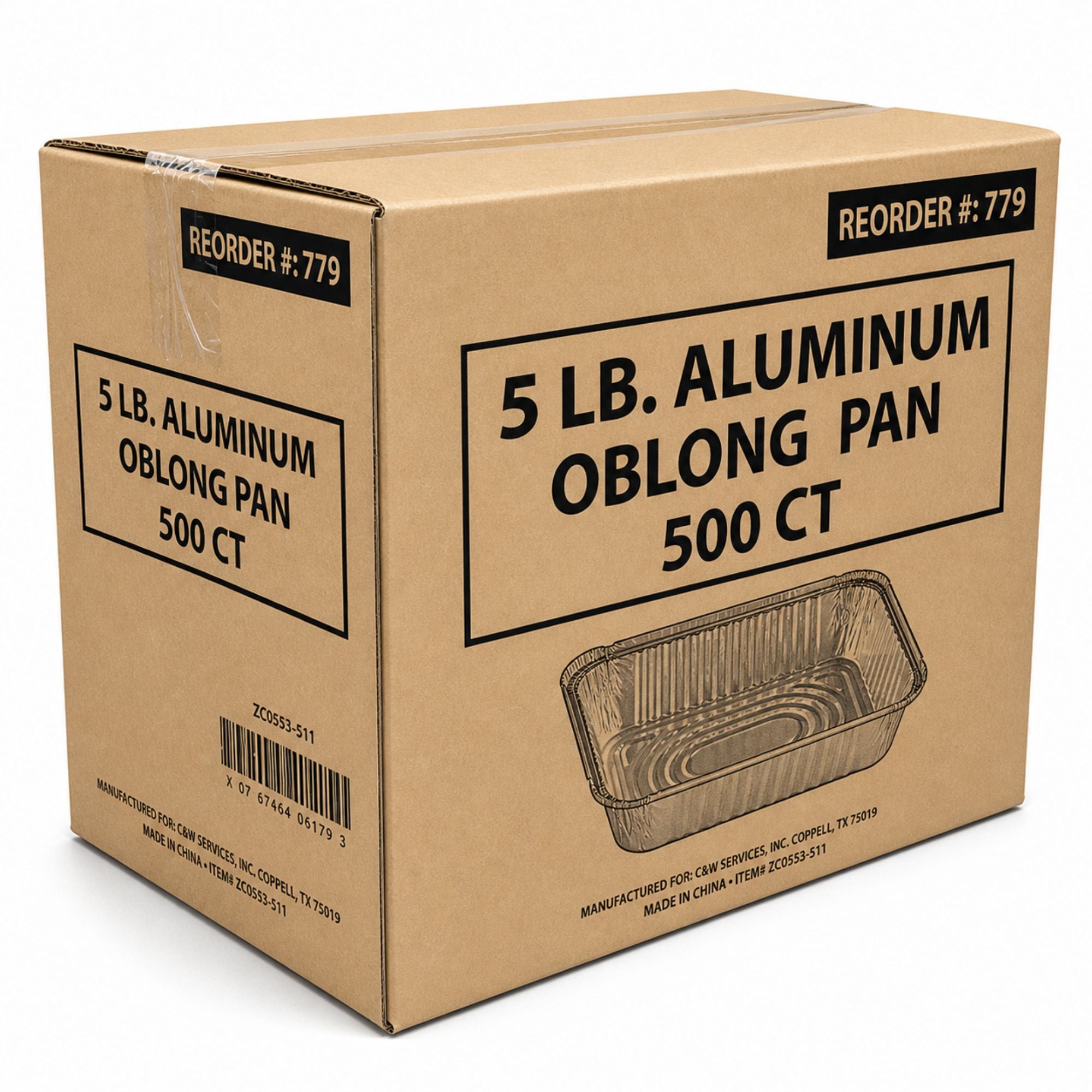 *WHOLESALE* 5Lb Oblong Pan 9.5” x 7” Disposable Aluminum  500 ct/case