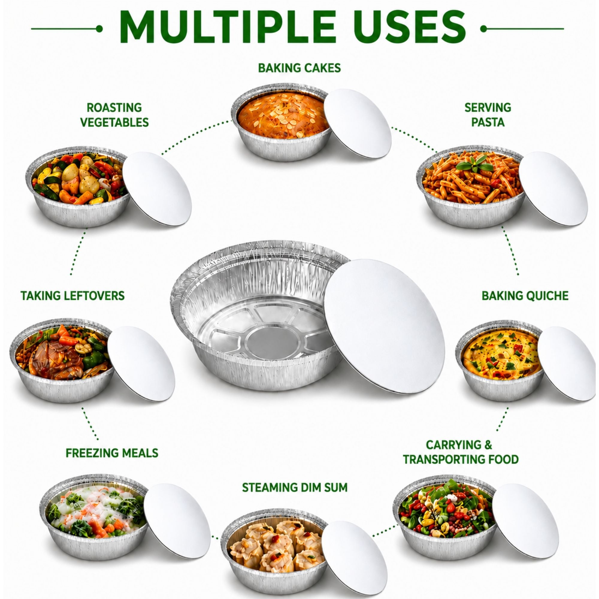 7” Round Aluminum Foil Pans with Board Lids Disposable