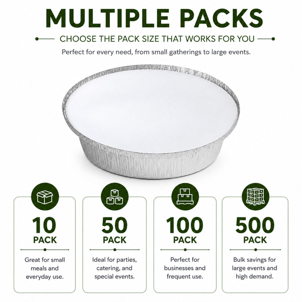 7” Round Aluminum Foil Pans with Board Lids Disposable