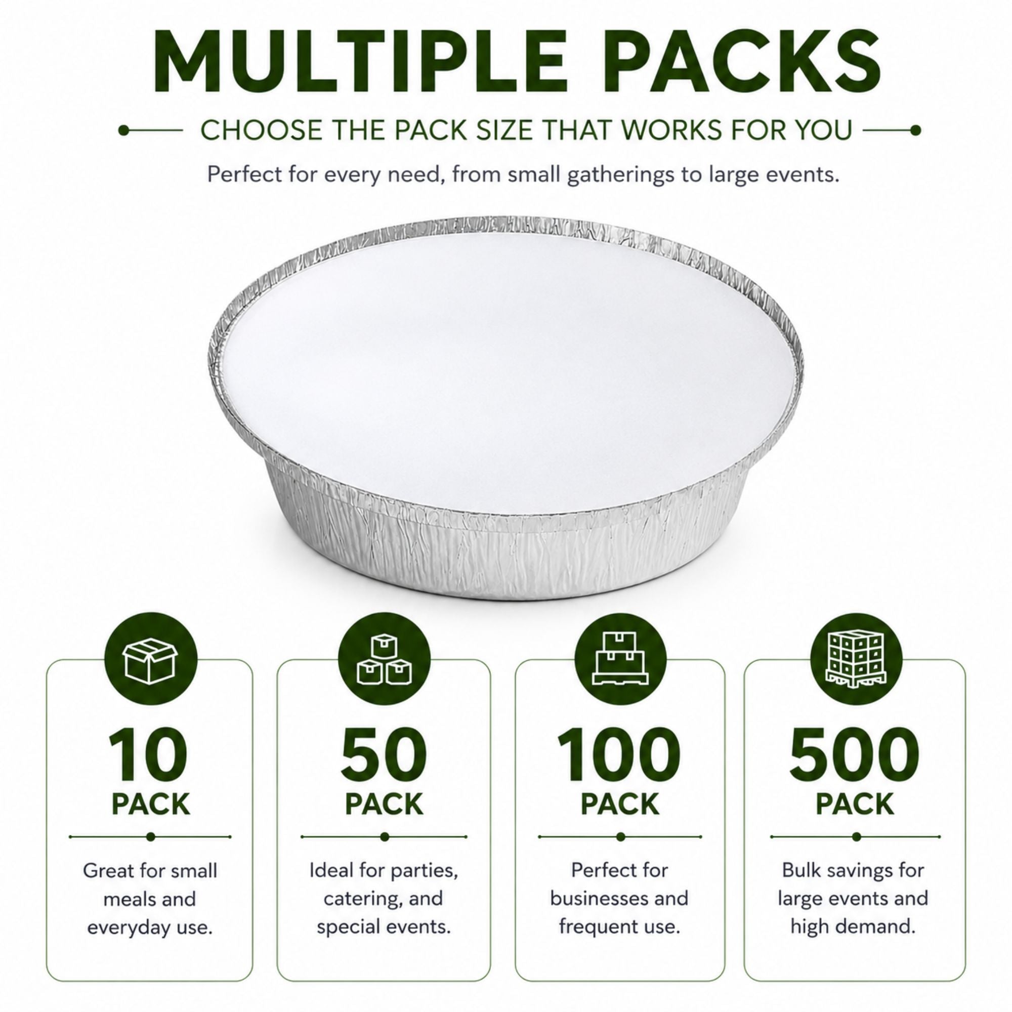 7” Round Aluminum Foil Pans with Board Lids Disposable