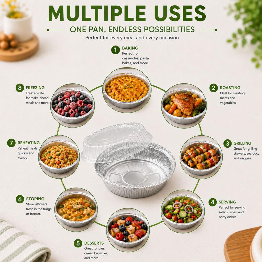 7” Aluminum Disposable Foil Round Pans with Dome Lids
