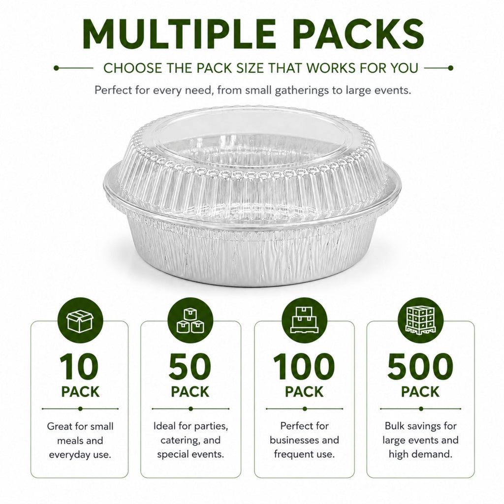 7” Aluminum Disposable Foil Round Pans with Dome Lids