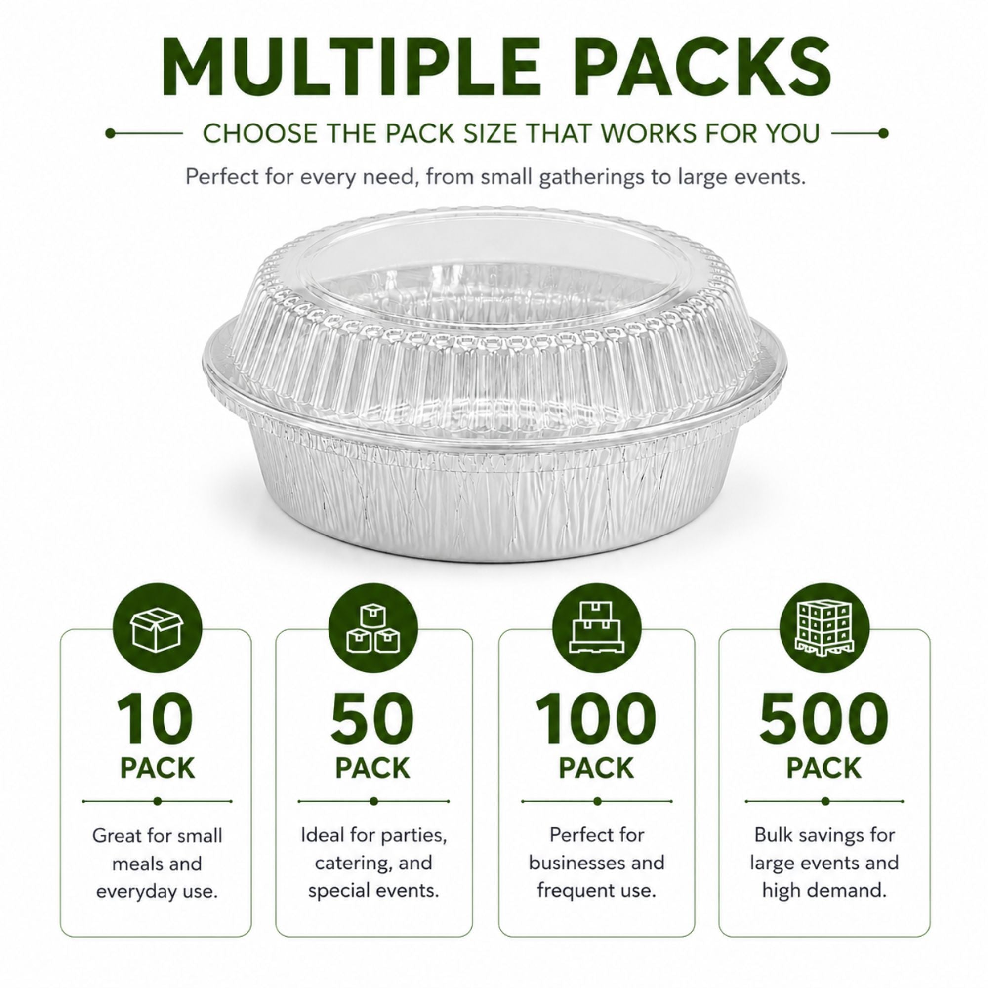 7” Aluminum Disposable Foil Round Pans with Dome Lids