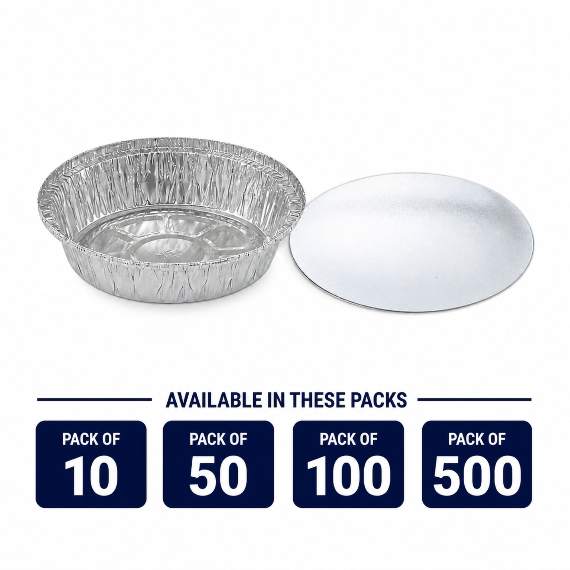 9” Round Aluminum Foil Pans with Board Lids Disposable