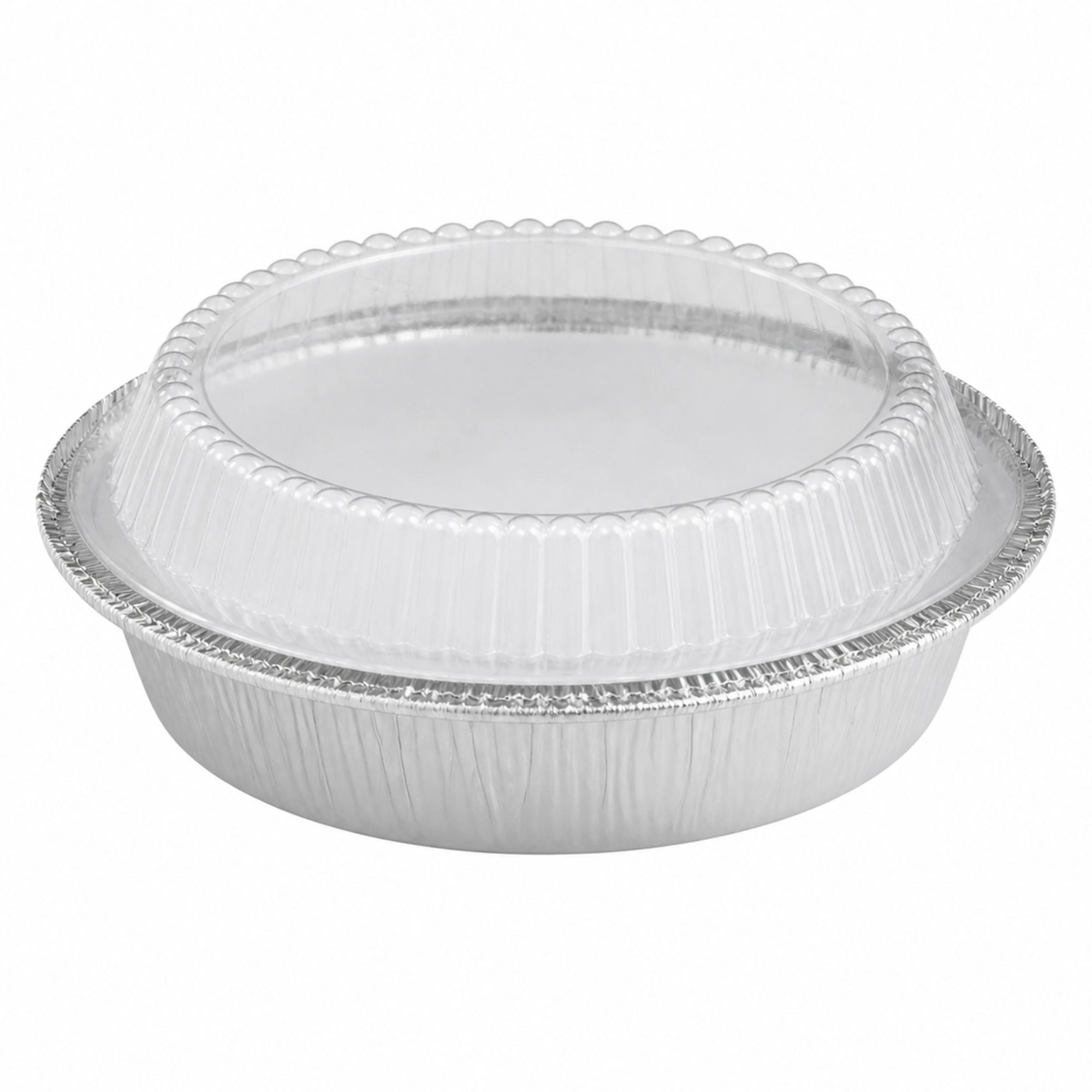 9” Aluminum Disposable Foil Round Pans with Dome Lids Round Pans with Dome Lids VeZee Pack of 10