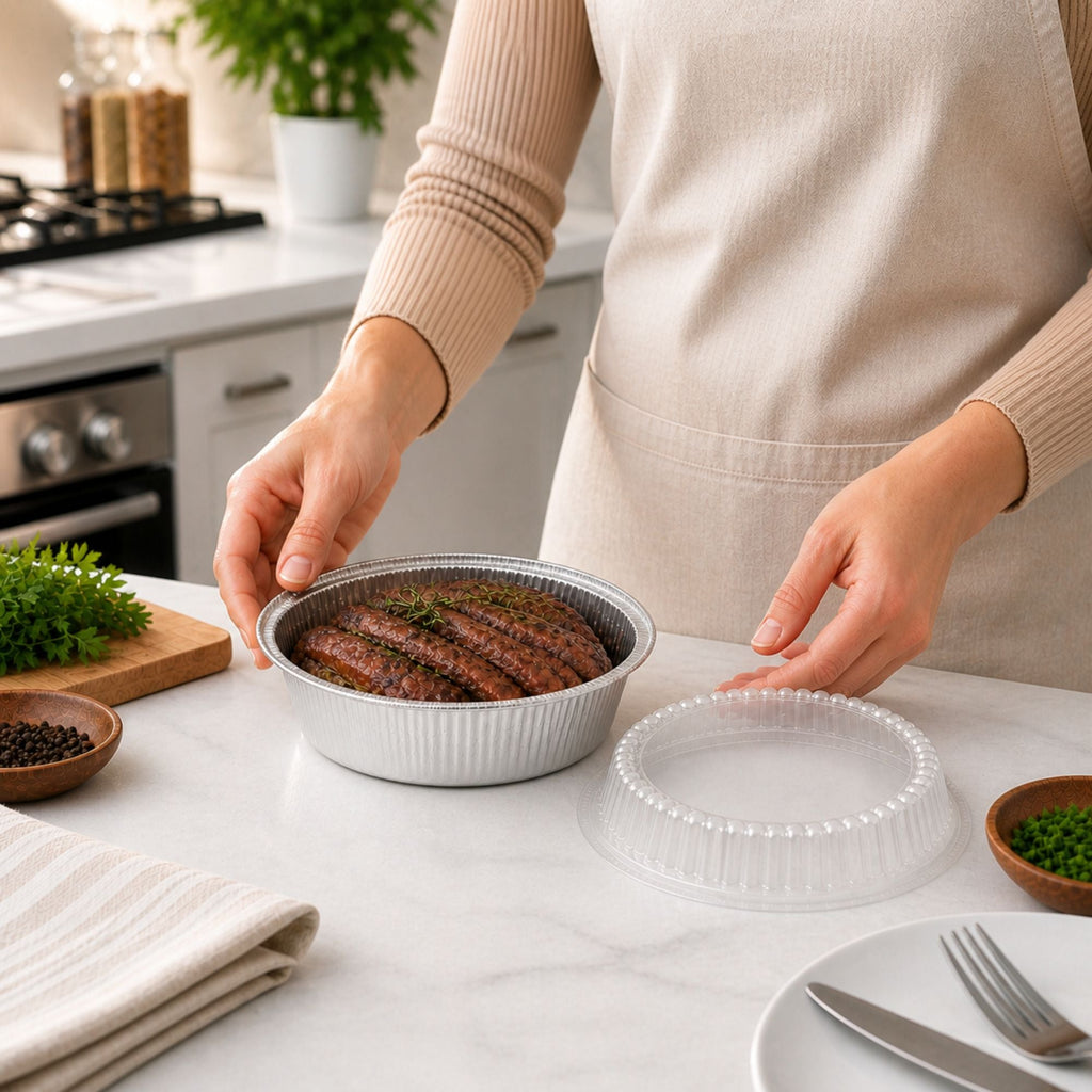 9” Aluminum Disposable Foil Round Pans with Dome Lids
