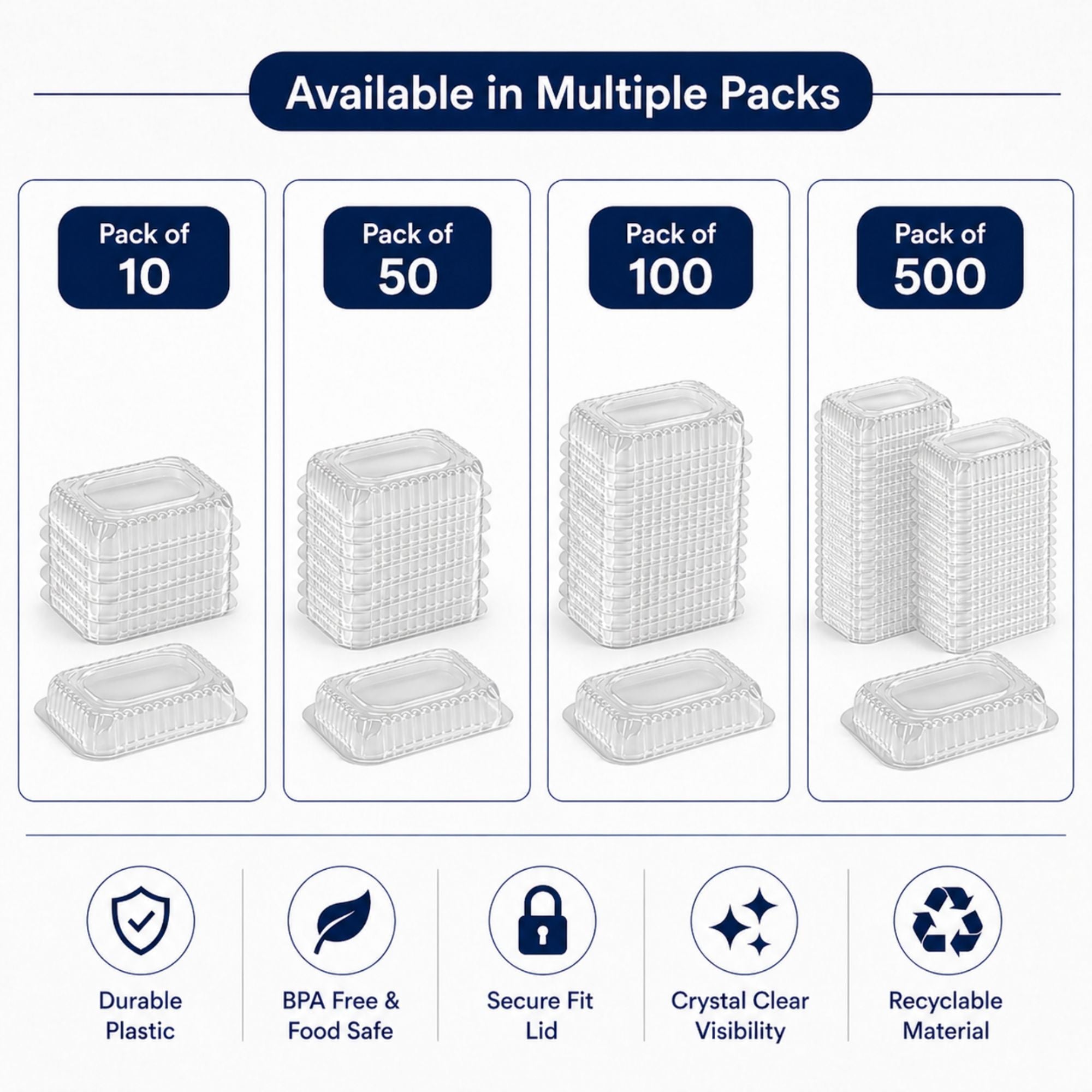 Dome Lids Plastic For 1Lb Aluminum Oblong Pans 5" x 4"