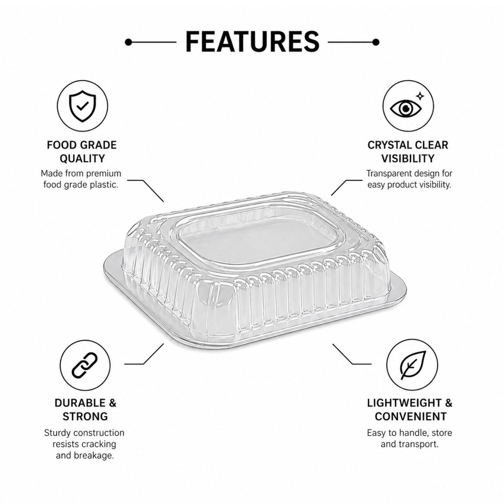 *WHOLESALE* Dome Lids For 1Lb Aluminum Oblong Pans 5" x 4" 1000/case