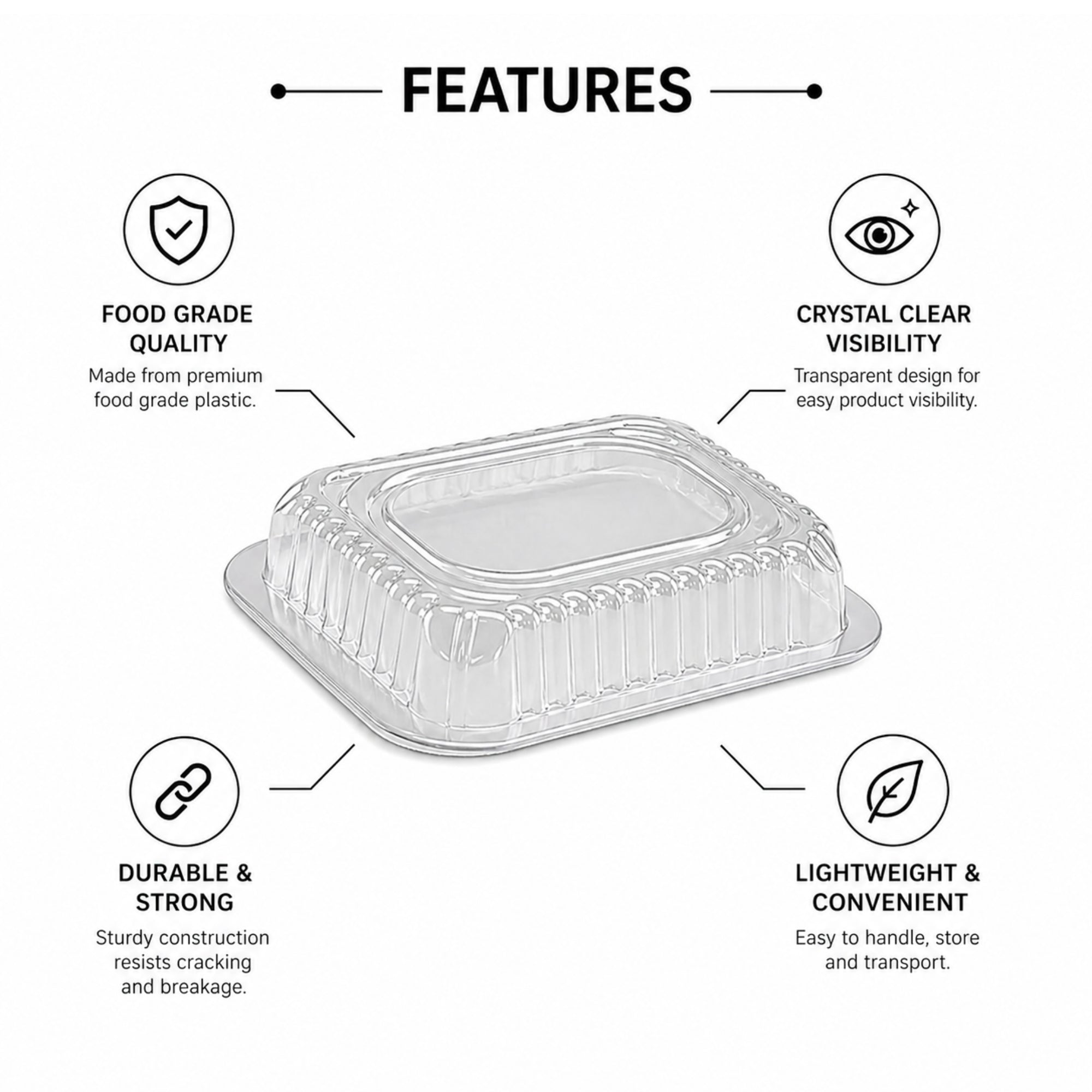 *WHOLESALE* Dome Lids For 1Lb Aluminum Oblong Pans 5" x 4" 1000/case