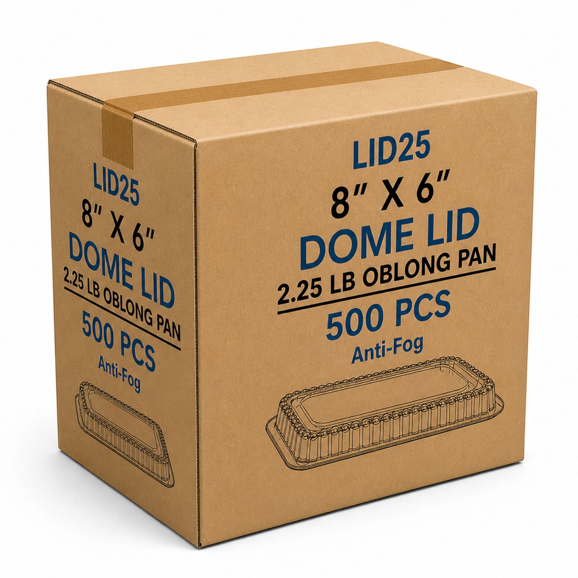 *WHOLESALE* Plastic Dome Lids For 2.25Lb Aluminum Oblong Pans 8.25" x 5.75"  500 ct/case