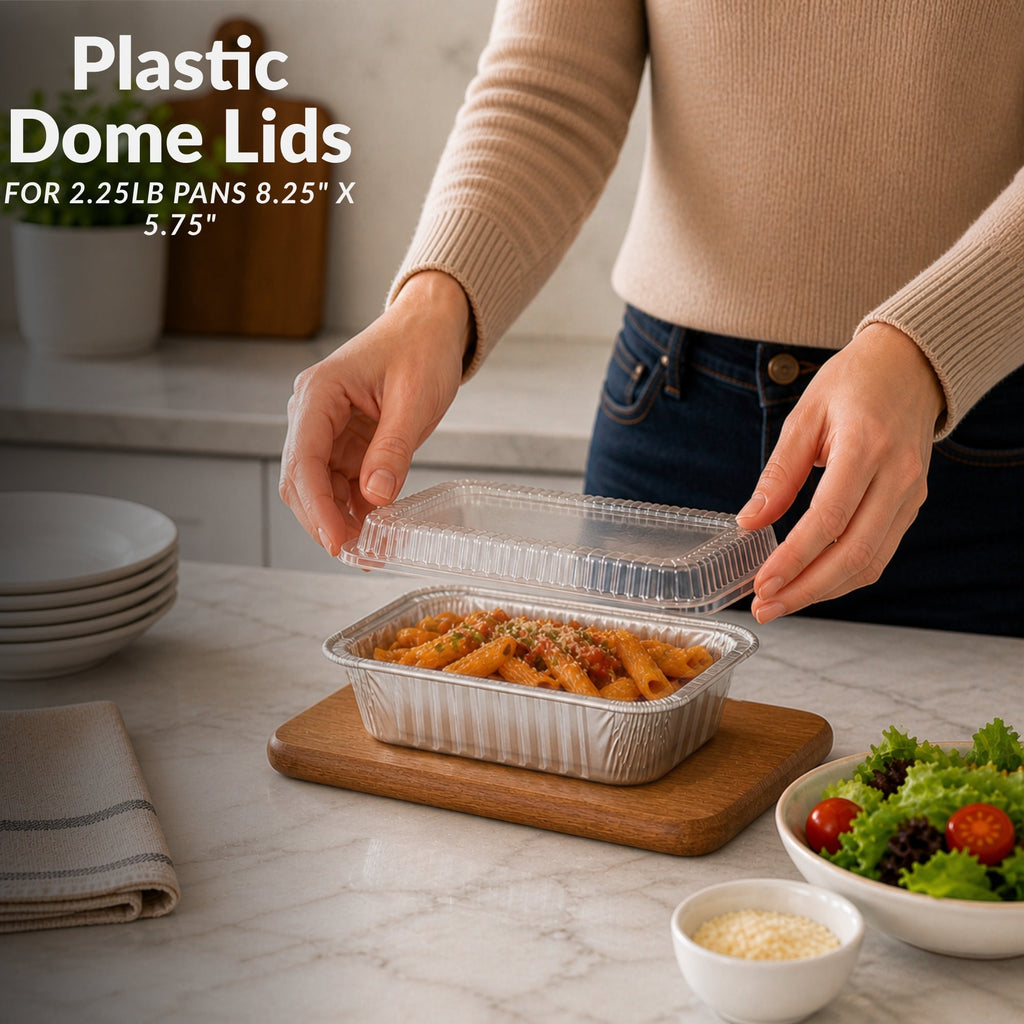 Dome Lids Plastic For 2.25Lb Aluminum Oblong Pans 8.25" x 5.75"