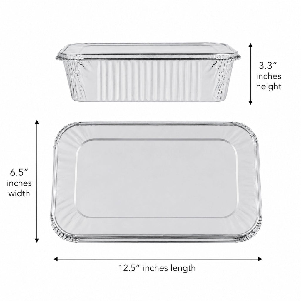 5lb Disposable Aluminum Rectangular Loaf Pans with Lids