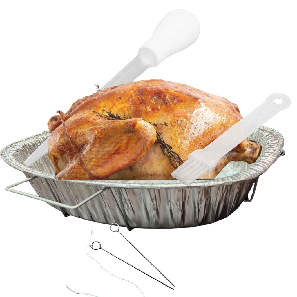 Oval Turkey Roasting  Aluminum Pan with Handles & Free 3-in-1 Basting Kit