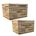 Wholesale 8" Shallow Square Foil Pans with Matching Dome Lids (500/CS)