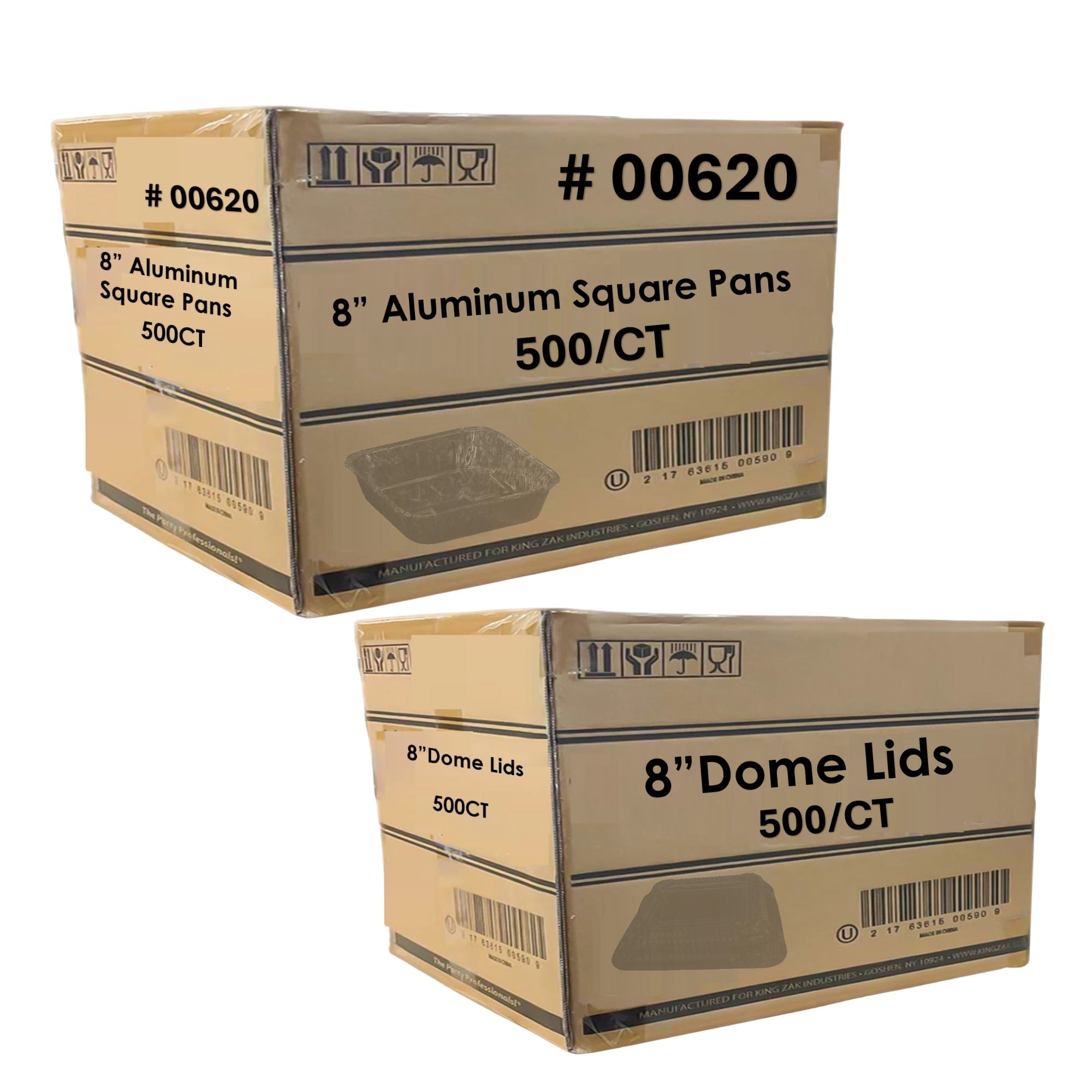 Wholesale 8" Shallow Square Foil Pans with Matching Dome Lids (500/CS)