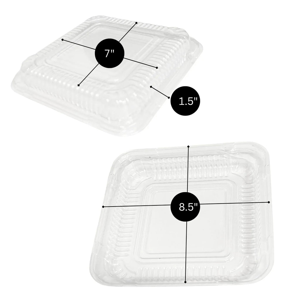 Wholesale 8" Shallow Square Foil Pans with Matching Dome Lids (500/CS)