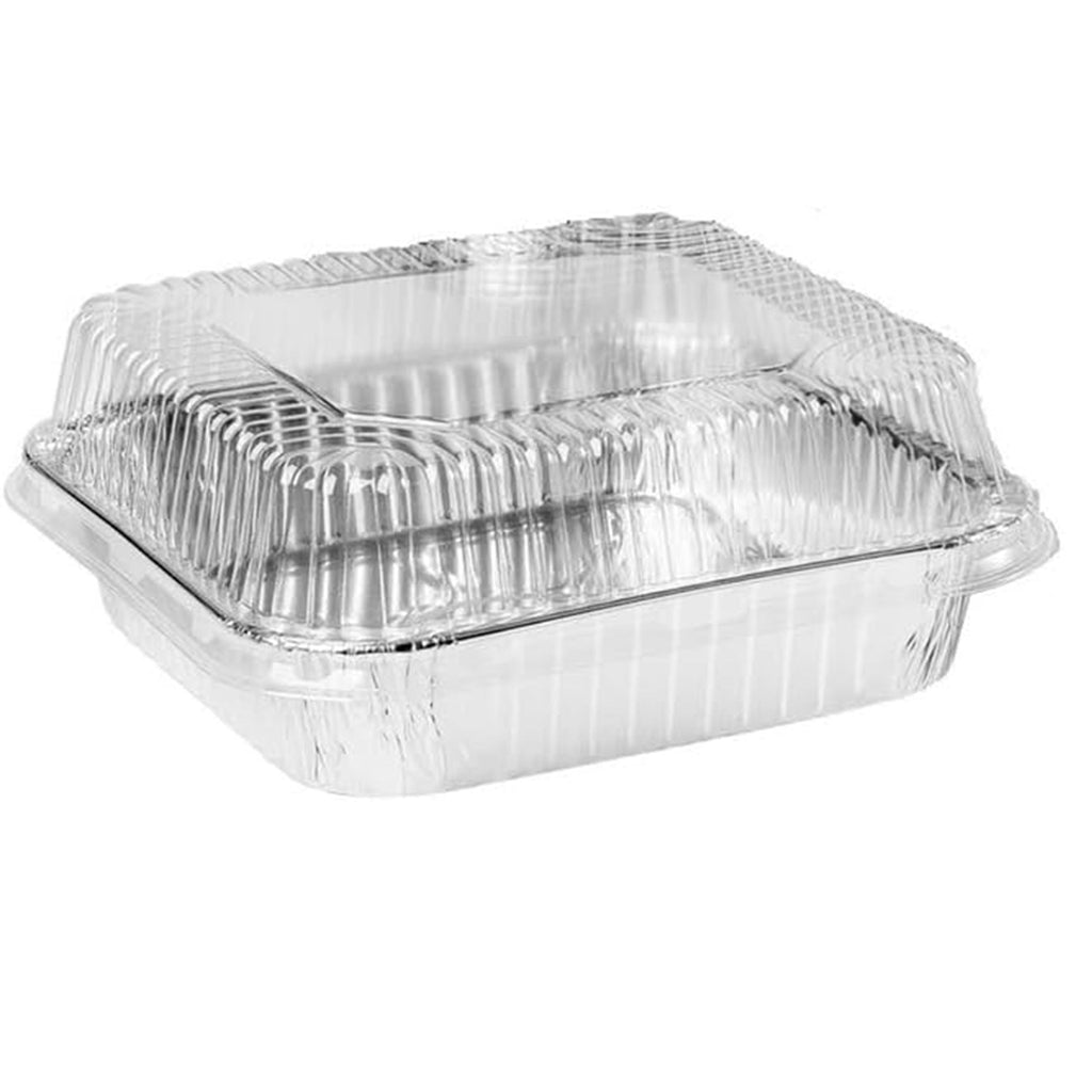 8" SHALLOW (1.5" width) With Dome Lids Aluminum Cake Baking Pan Disposable