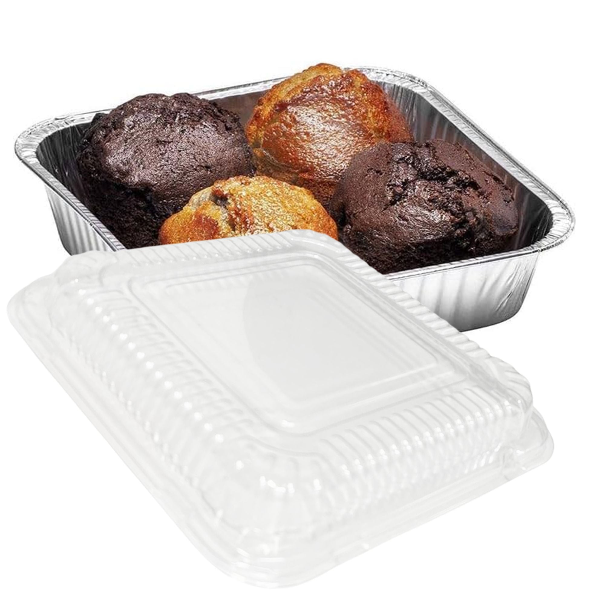8" SHALLOW (1.5" width) With Dome Lids Aluminum Cake Baking Pan Disposable