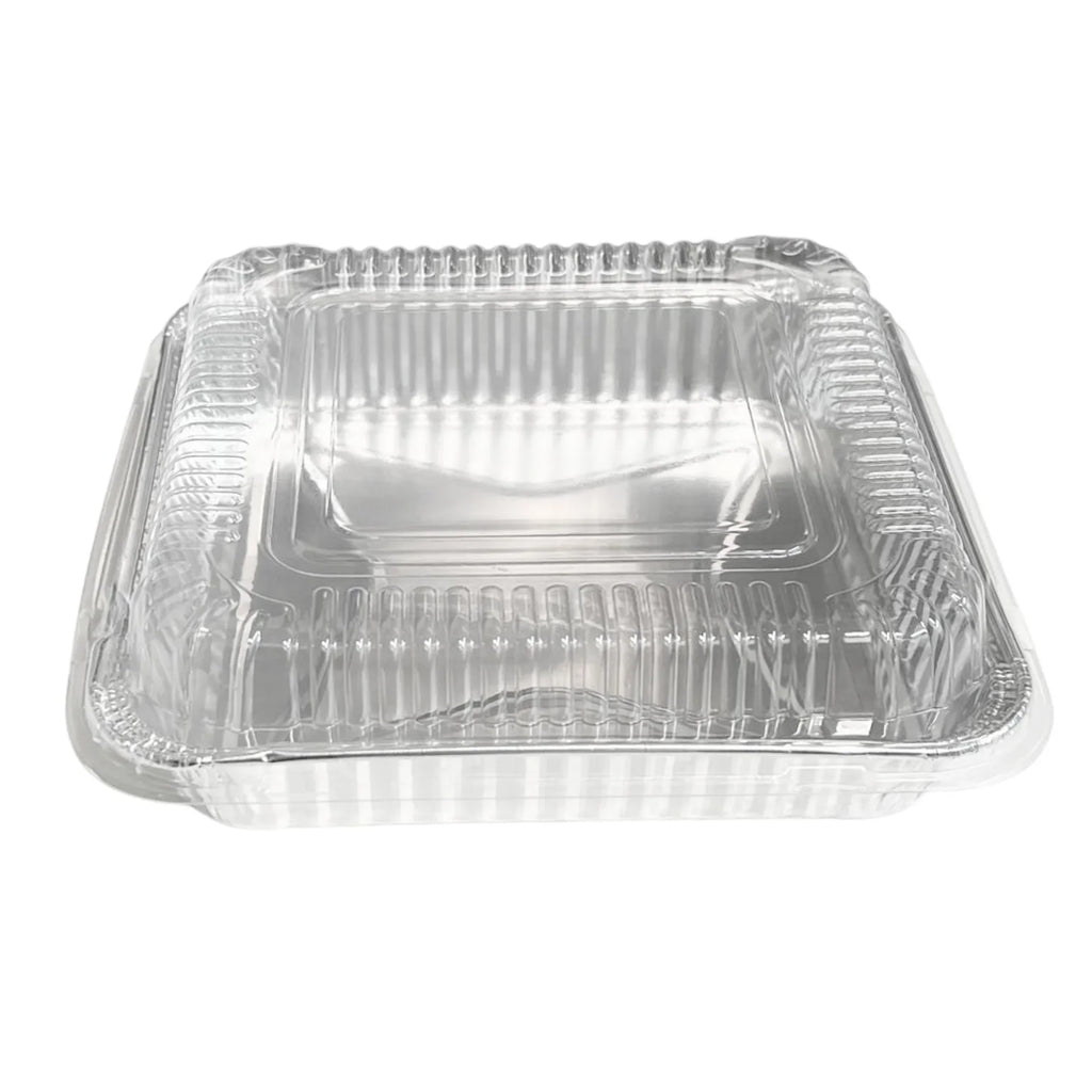 Wholesale 8" Shallow Square Foil Pans with Matching Dome Lids (500/CS)