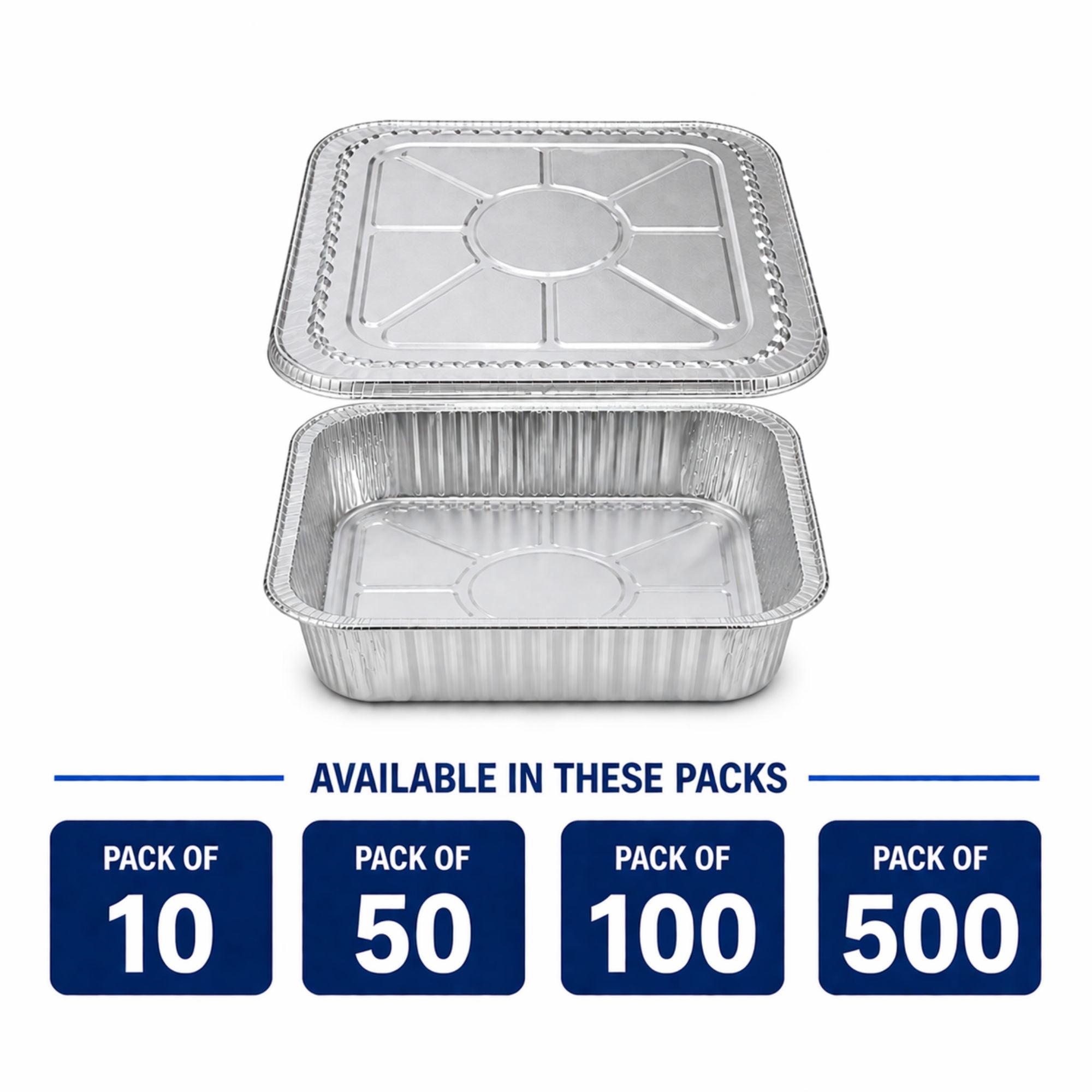 8" Square Deep Aluminum Disposable Pans with Lids