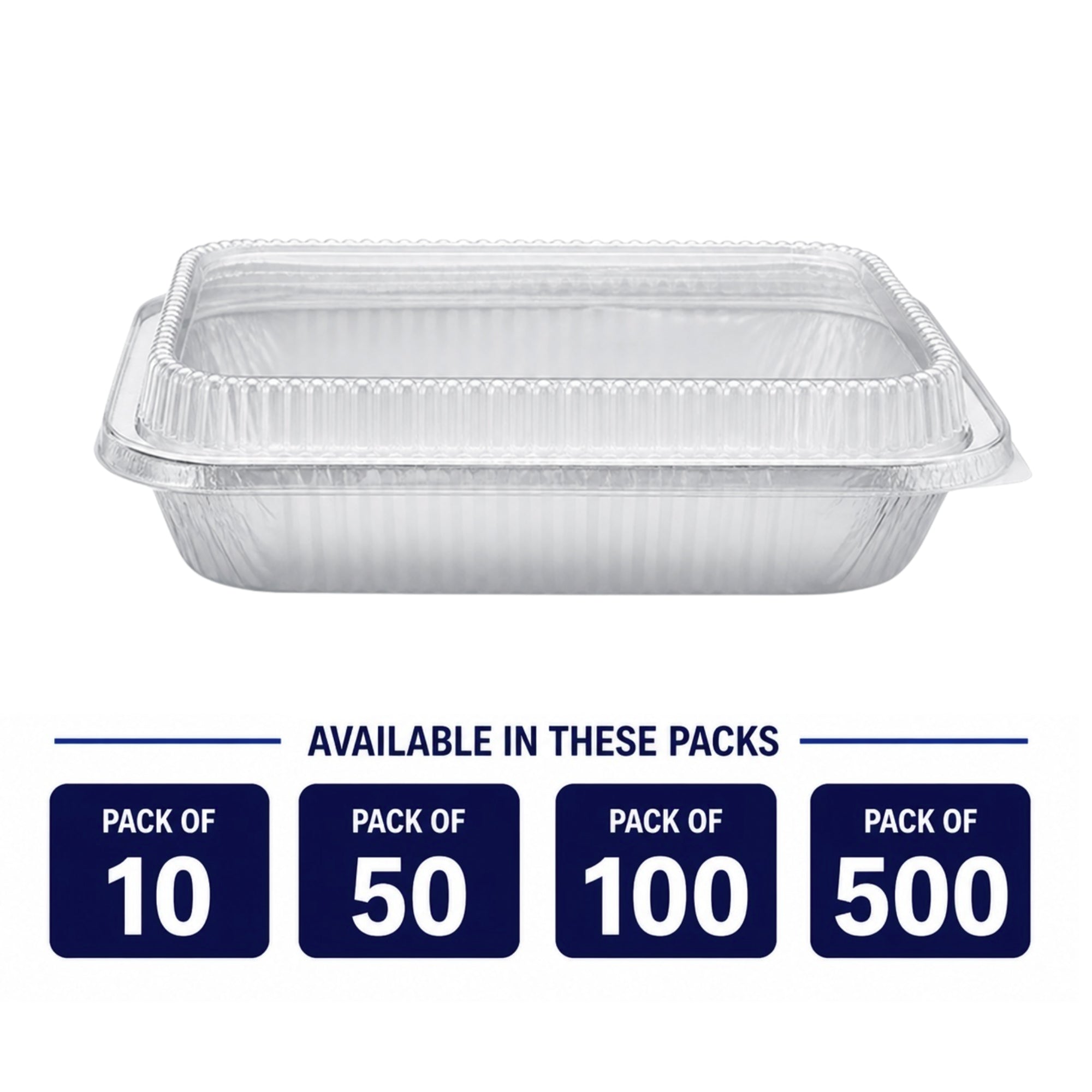 9×13 Deep Half Size Regular Weight Aluminum Pans with Dome Lids