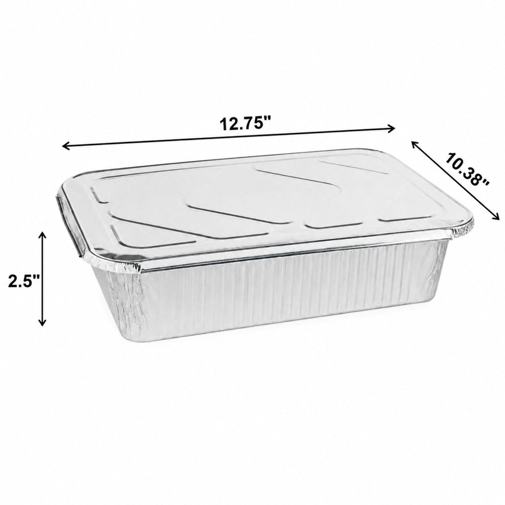9×13 Half Size Pans with Lids Regular Weight Aluminum Disposable