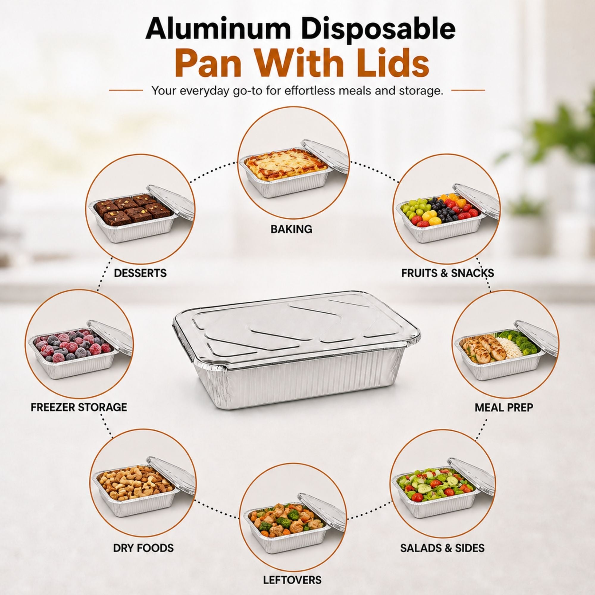 9×13 Half Size Pans with Lids Regular Weight Aluminum Disposable