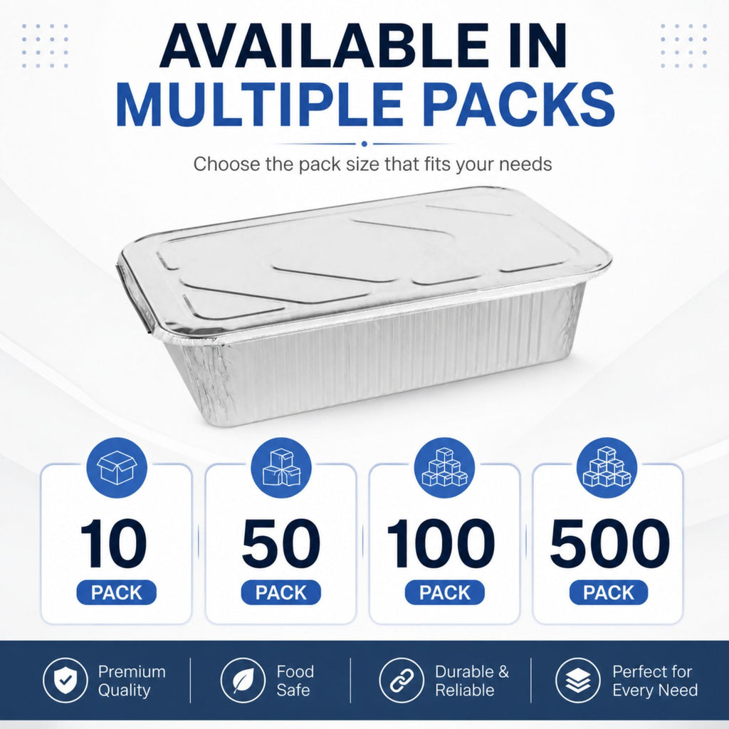 9×13 Half Size Pans with Lids Regular Weight Aluminum Disposable