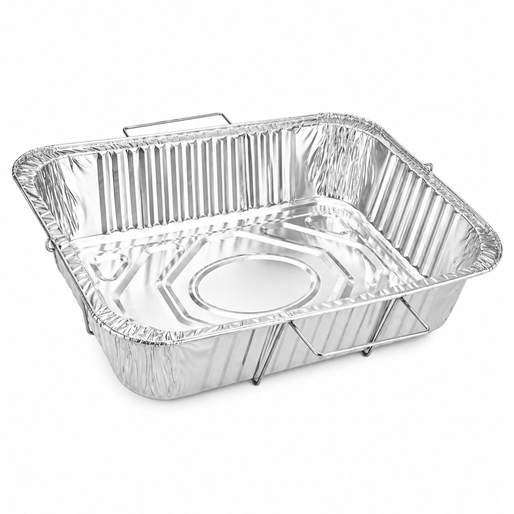 9X13 inches Half Size Pans with Handle Rack & Lids Disposable Aluminum