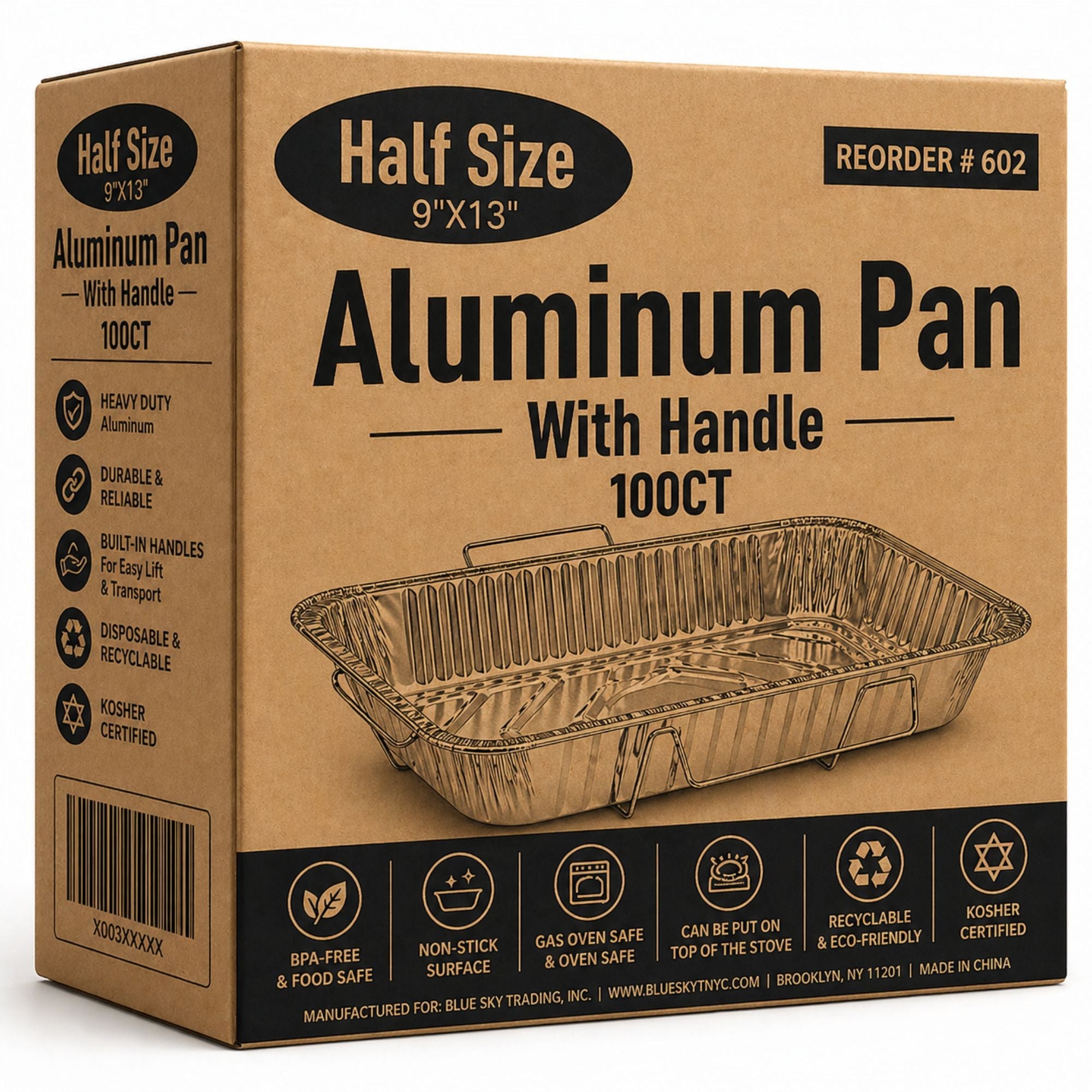 *WHOLESALE* 9X13 inches Half Size Pans with Handle Rack Aluminum 100/ Case