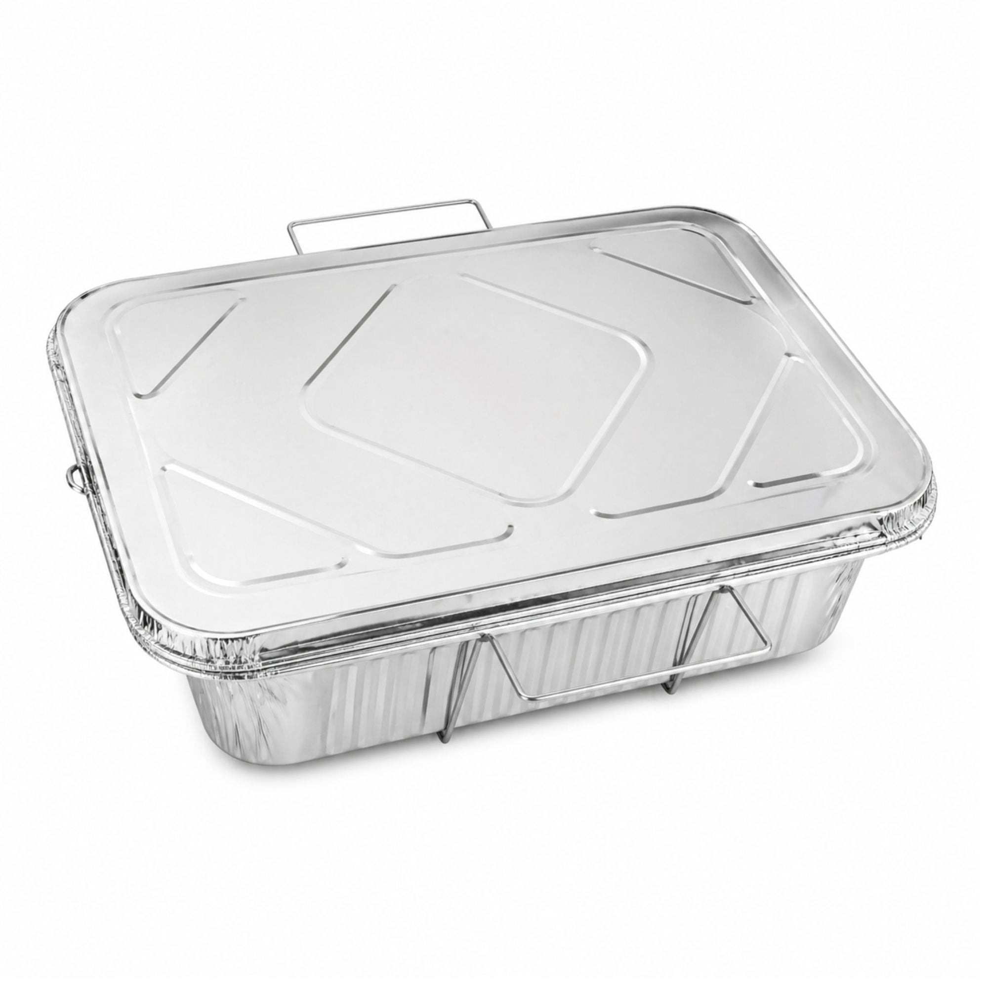 9X13 inches Half Size Pans with Handle Rack & Lids Disposable Aluminum