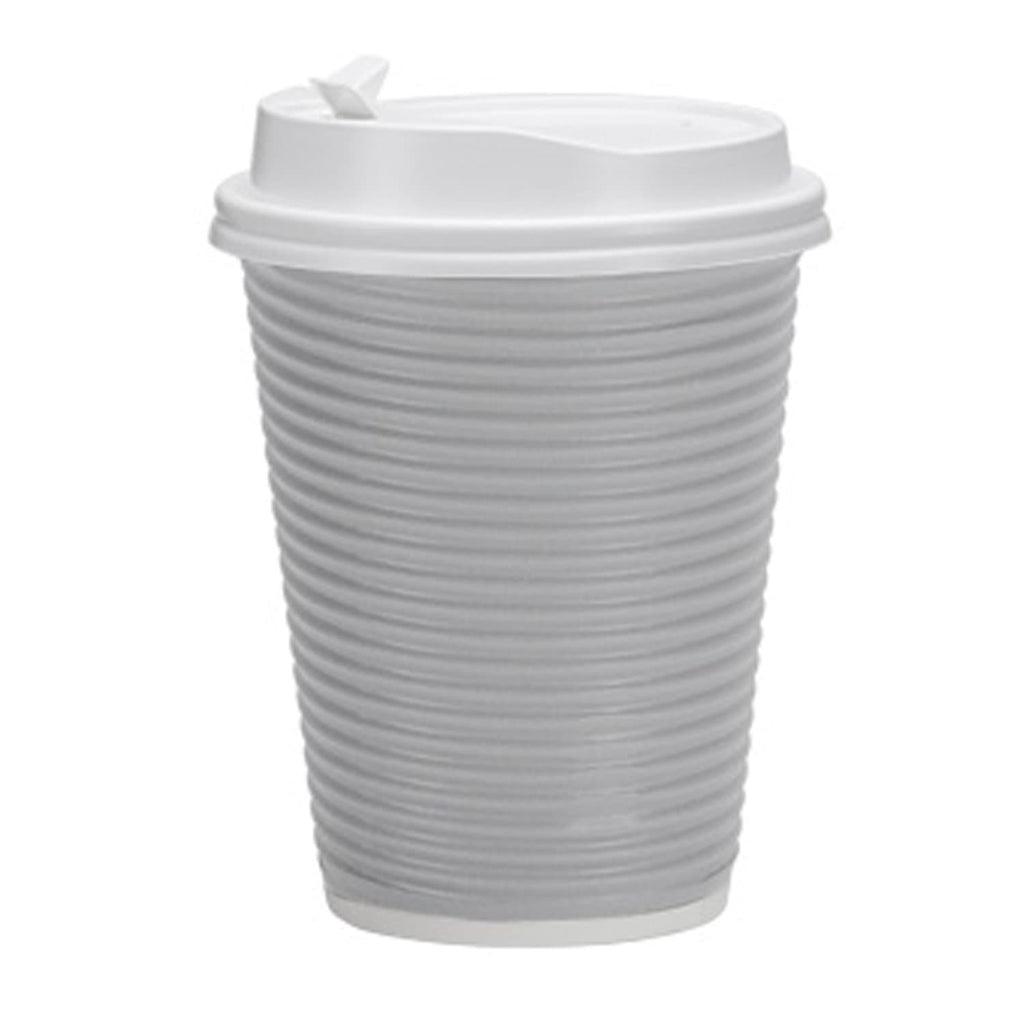 12 oz Paper Cup Ripple Hot Cold Silver with lid