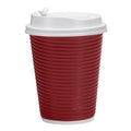 12 oz Paper Cup Maroon Hot Cold with lid