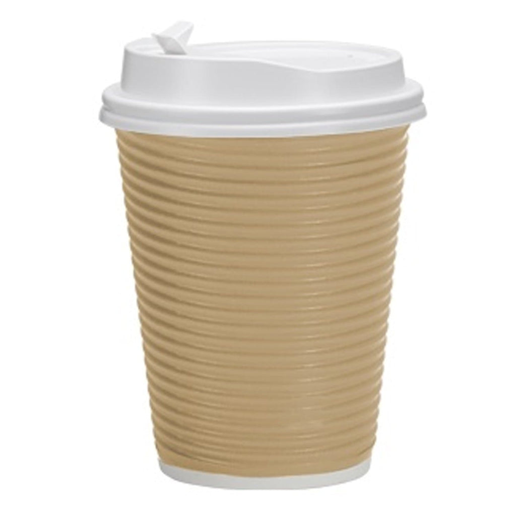 12 oz Paper Cup Tan Hot Cold with lid