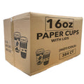 *WHOLESALE* 16oz Paper Cups Coffee Bean Pattern  Hot/Cold  w/Lid 384/Case