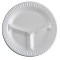 10.5" 3 Compartment Foam Plate White 50 Pack