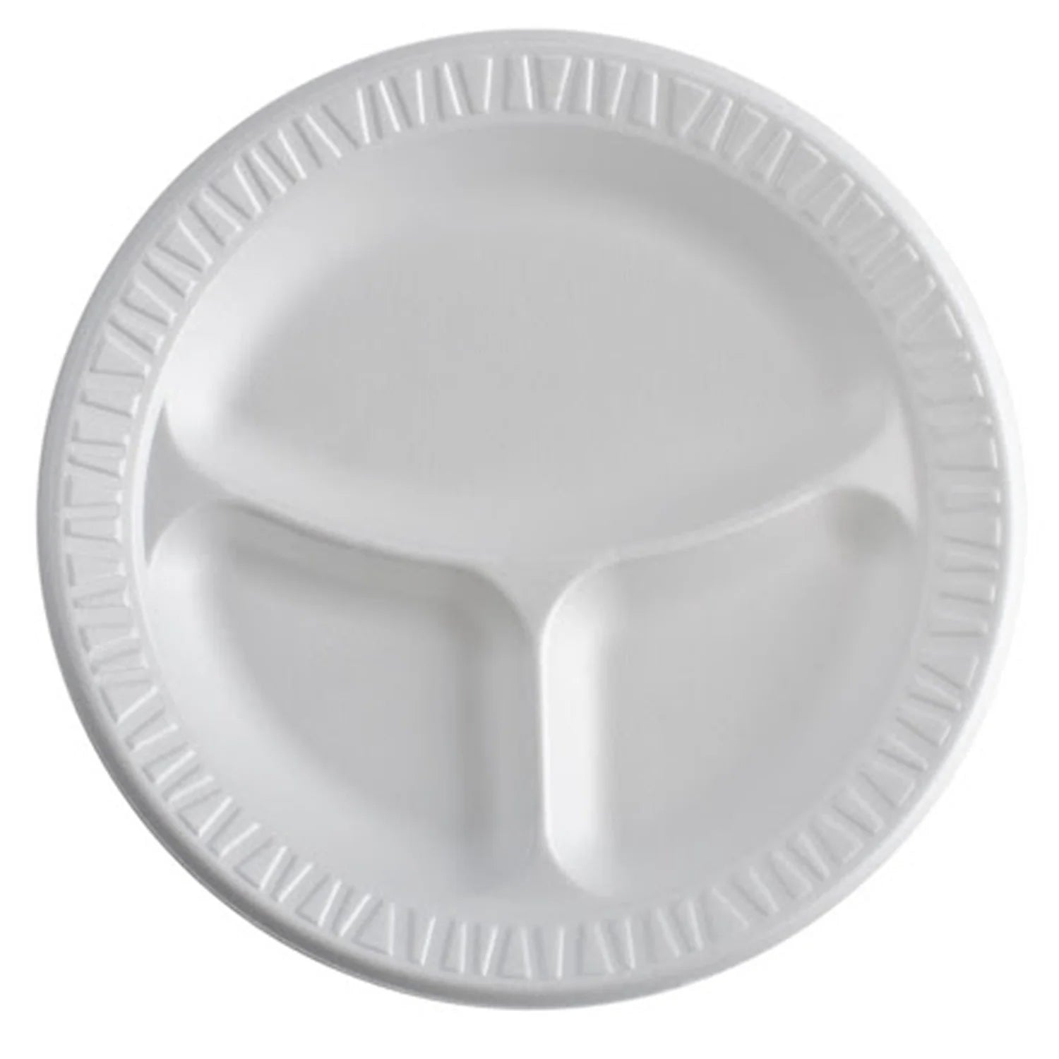 10.5" 3 Compartment Foam Plate White 50 Pack