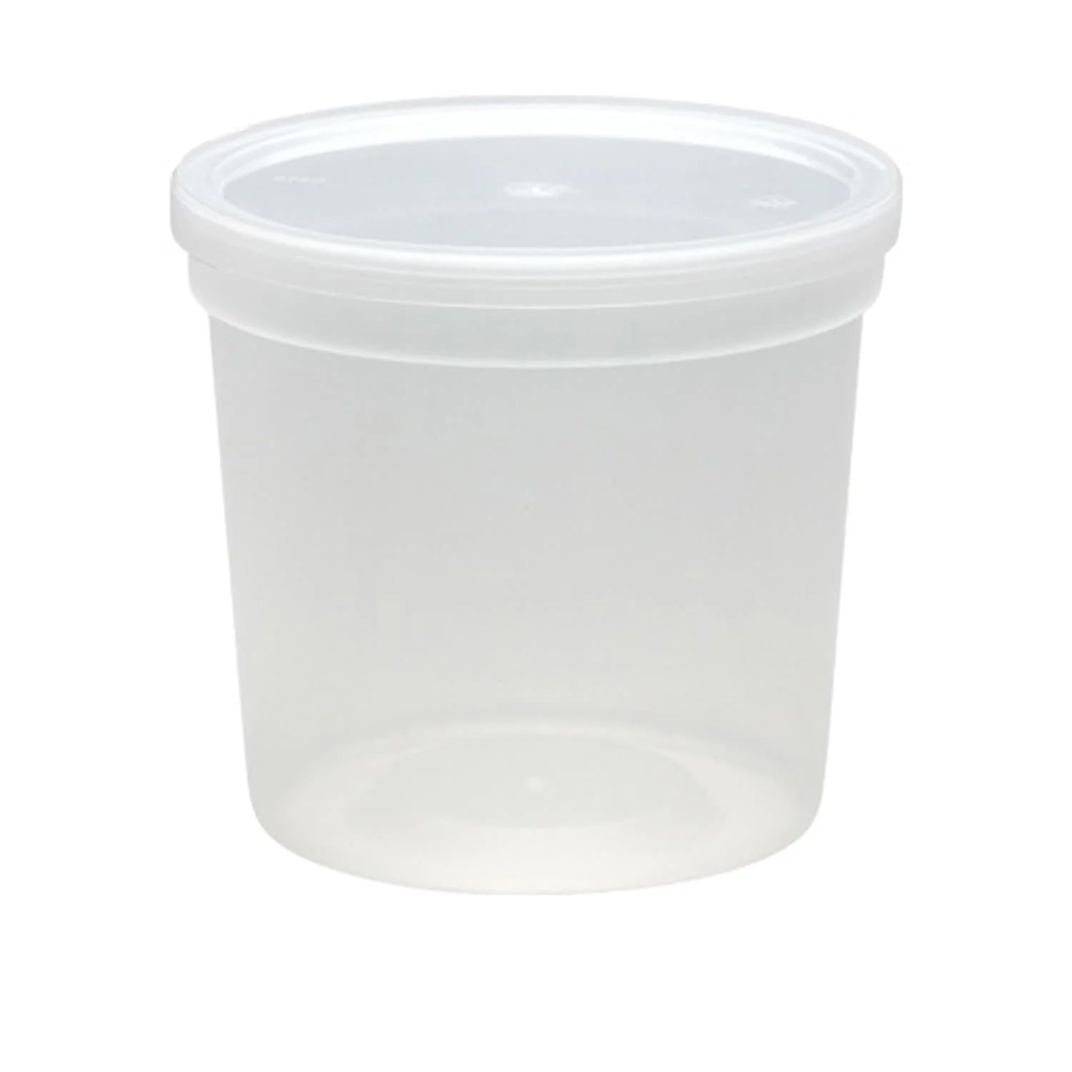 24oz Round Container with Lid Extra Strong Quality Plastic