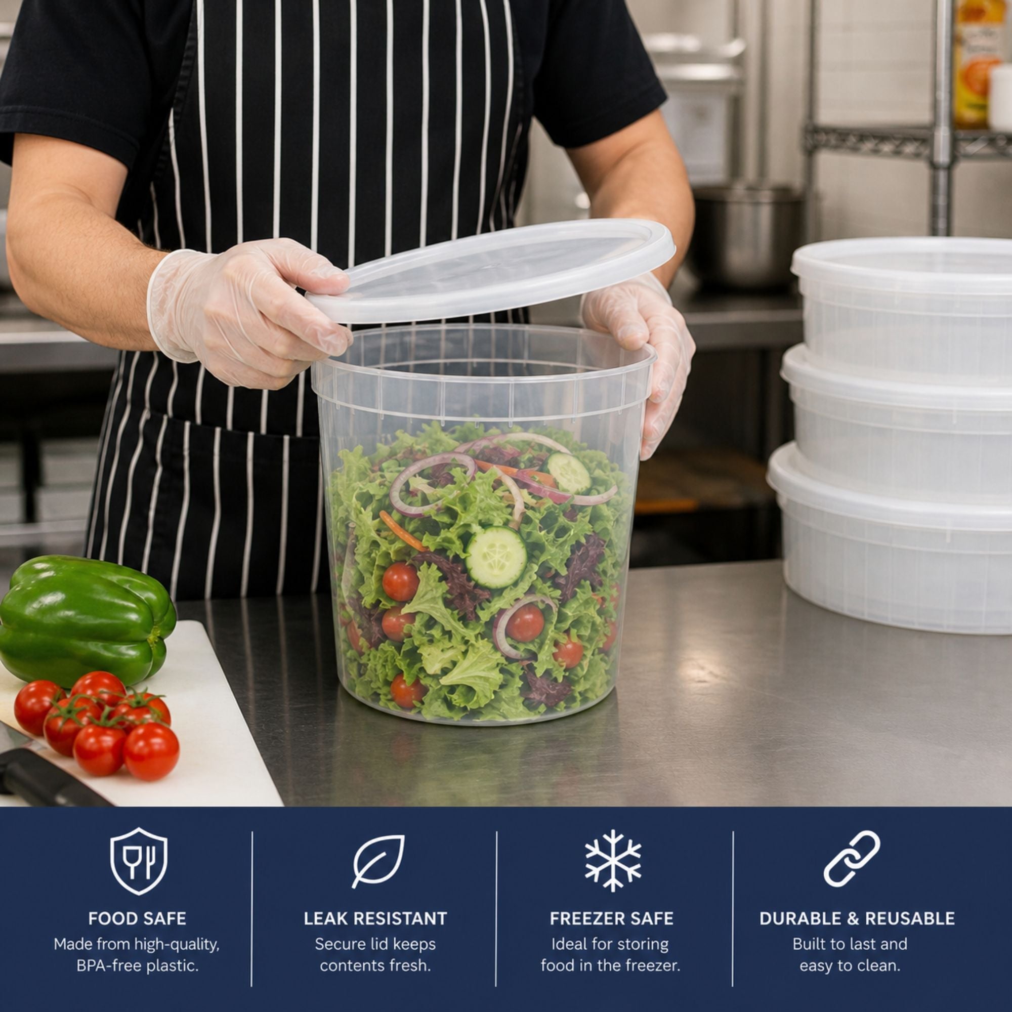 80 oz Deli Containers with Lids Extra Strong Plastic Leak Resistant