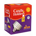 50 Count Disposable Candle Holders for Standard Taper Candles Silver Plastic Holders