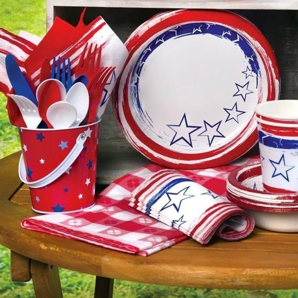 10" Paper Dinner Plates Stars 'N Stripes 24 Pack