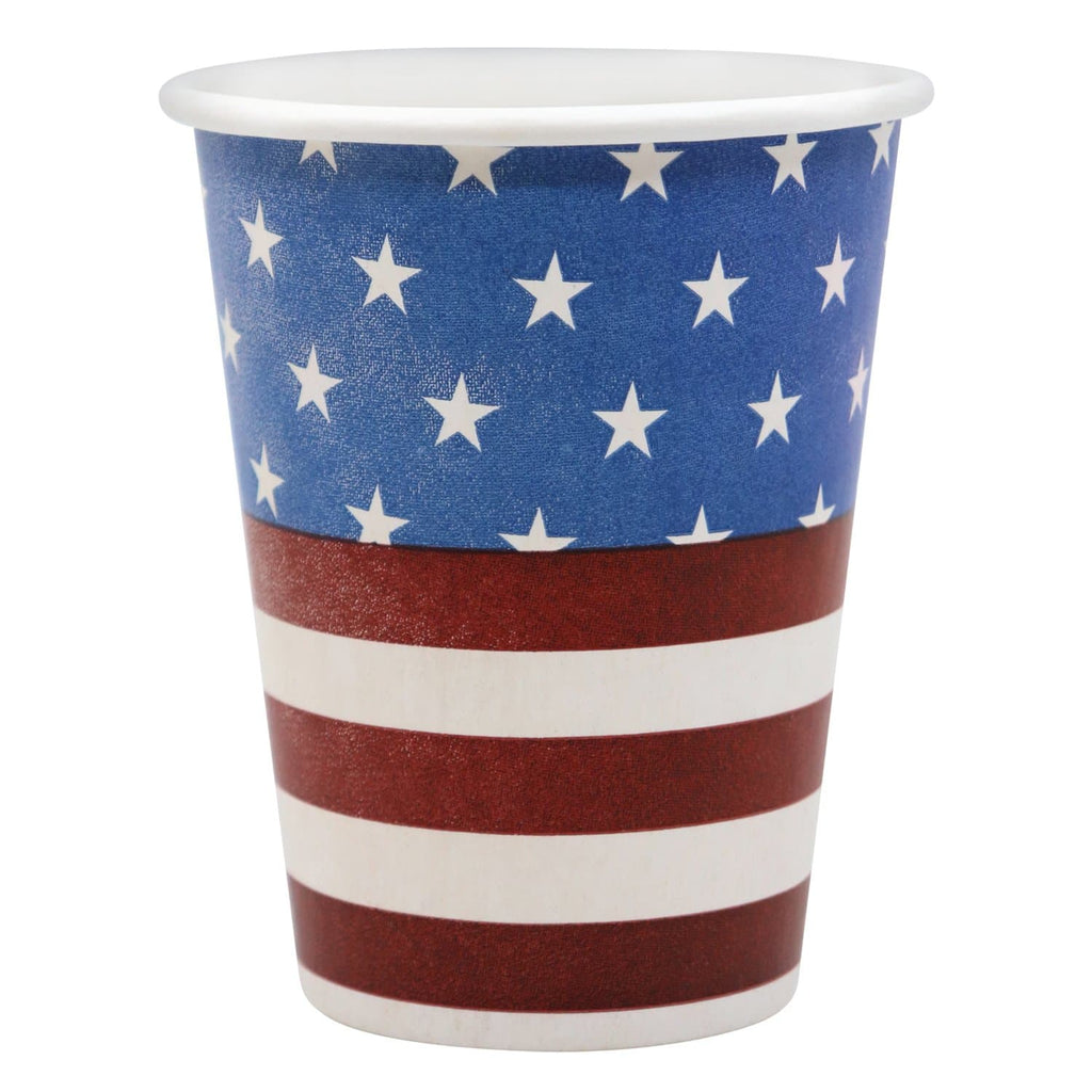 12oz Paper Cup Premium American Flag Pattern 24 Pack