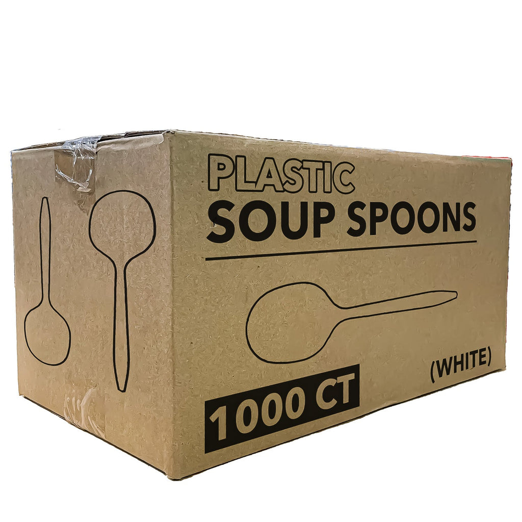 *WHOLESALE* Soup Spoons White Medium Weight Disposable Plastic 1000/Case
