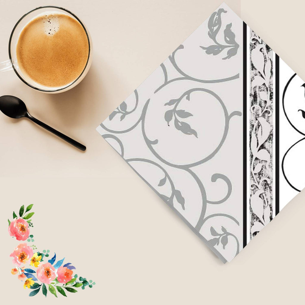 Black Curlicue Lunch Paper Napkins 20 Pack
