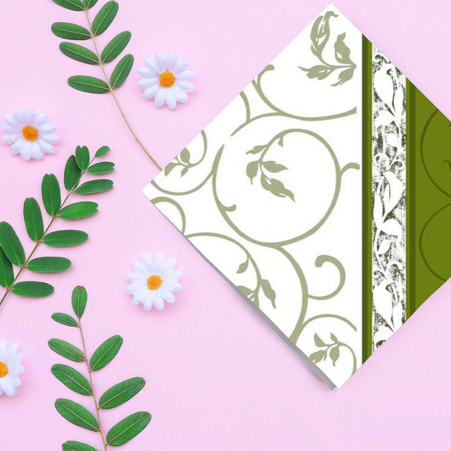 Olive Curlicue Lunch Paper Napkins 20 Pack
