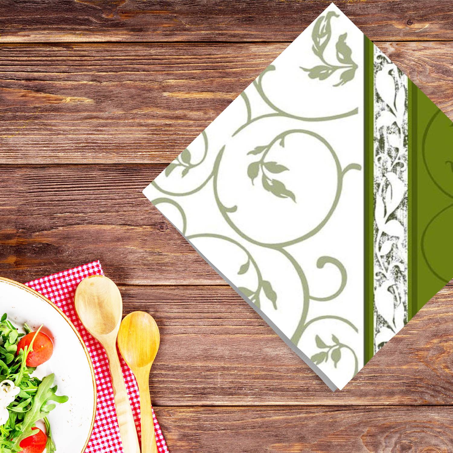 Olive Curlicue Lunch Paper Napkins 20 Pack