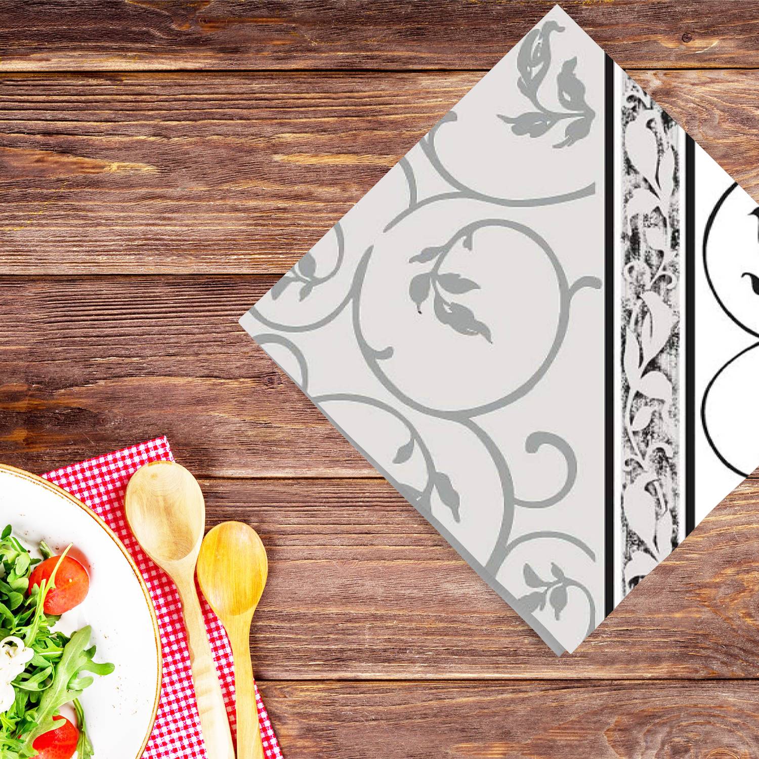 Black Curlicue Lunch Paper Napkins 20 Pack