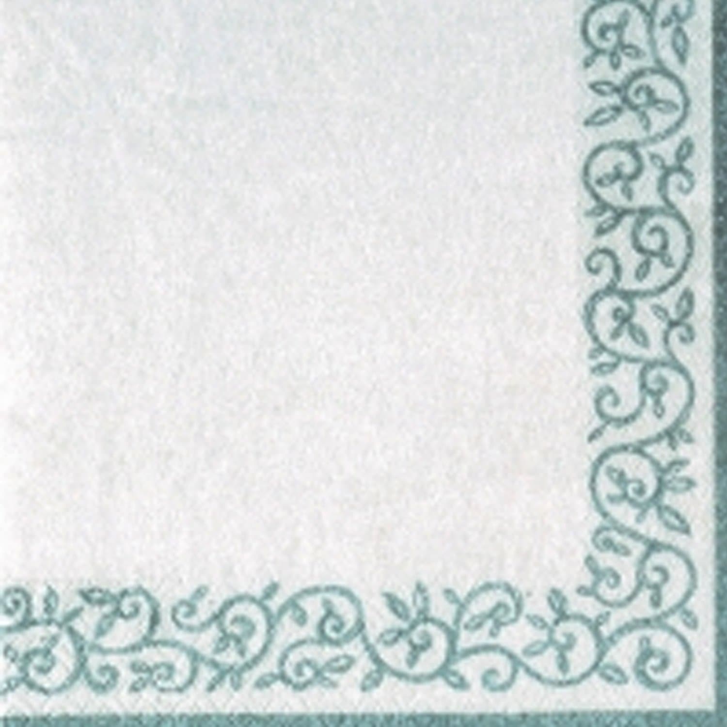 Romantic Border White/Silver Mini Cocktail Napkins 20 Pack